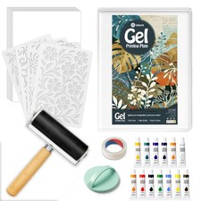 Gel Printing Plate Kit, Complete Printmaking Set with 5 X7 Gel Plate, Braye...