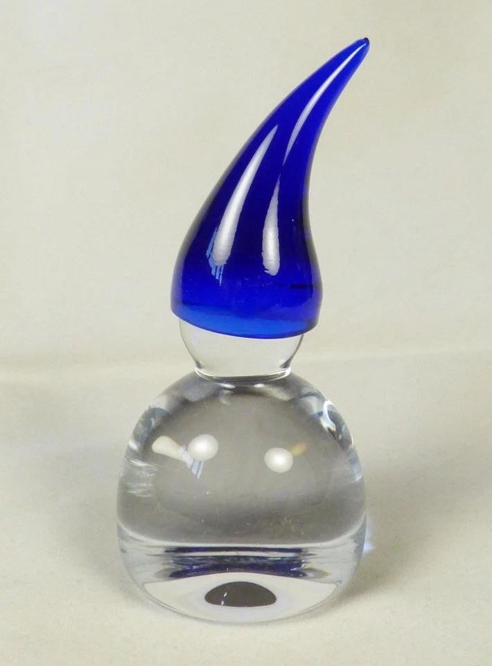 HADELAND GLASS, Norway "NISSE" GNOME with BLUE HAT - FATHER, 100mm/ Santa Claus - Image 2 of 4