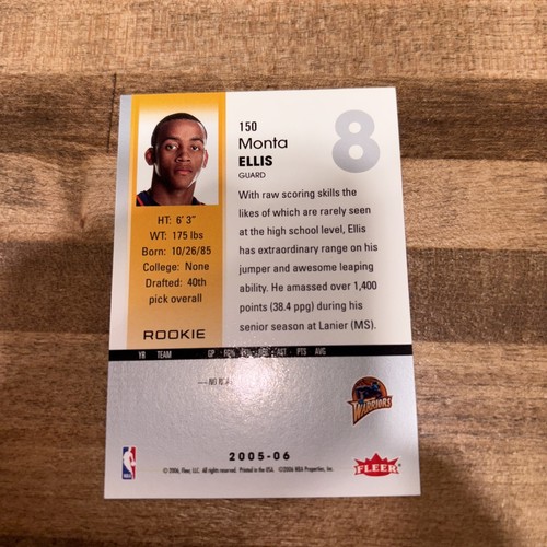 2005-06 NBA Hoops Monta Ellis Rookie Card #150 Warriors E62 - Picture 3 of 3