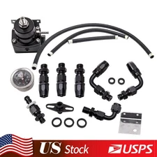 Adjustable Fuel Pressure Regulator Kit Universal 100psi Gauge AN6 Fitting Black