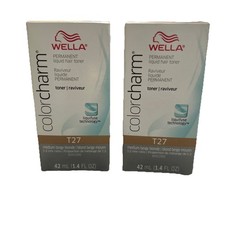 Wella Color Charm Permanent Hair Toner 1.42 oz T27 Medium Beige Blonde 2 Pack