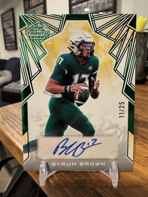 Byrum Brown 2025 LEAF TRINITY FOOTBALL Prospect RC Auto #/25 USF QB