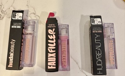 Huda Beauty Faux Filler Lip Gloss Glassy 3.9 ml/ .13 oz Full Size  Authentic