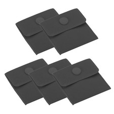 5 Pcs 7x7cm Jewelry Pouches with Snap Button Soft Storage Dark Grey