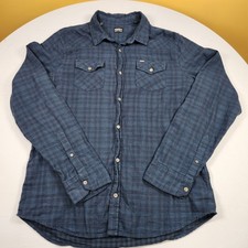 Buffalo David Bitton Shirt Mens Extra Large Blue Plaid Long Sleeve