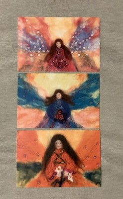 3 Postkarten, Engel - Post, Wollbilder, Set, Bettina Jorgensen- R. , Kinder Neu