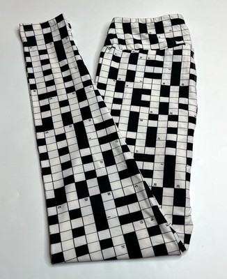 NEW Lularoe OS Leggings BLACK Game Letter CROSSWORD Puzzle Newspaper Scrabble