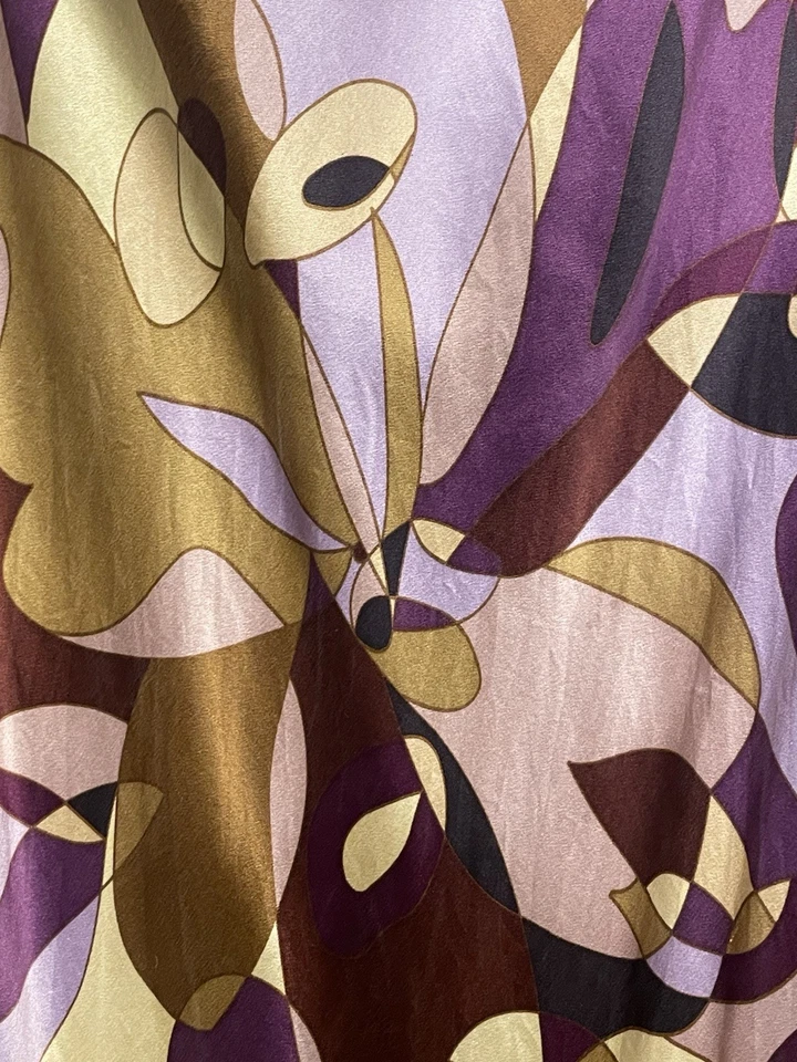 Vestido Babydoll Midi de Seda Express para Mujer Talla 11/2 Cuello en V Y2K Indie Retro Abstracto Foto 3 de 4