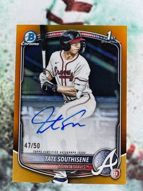 2025 Bowman Draft Chrome Prospect Auto TATE SOUTHISENE (RC) Gold Refractor /50