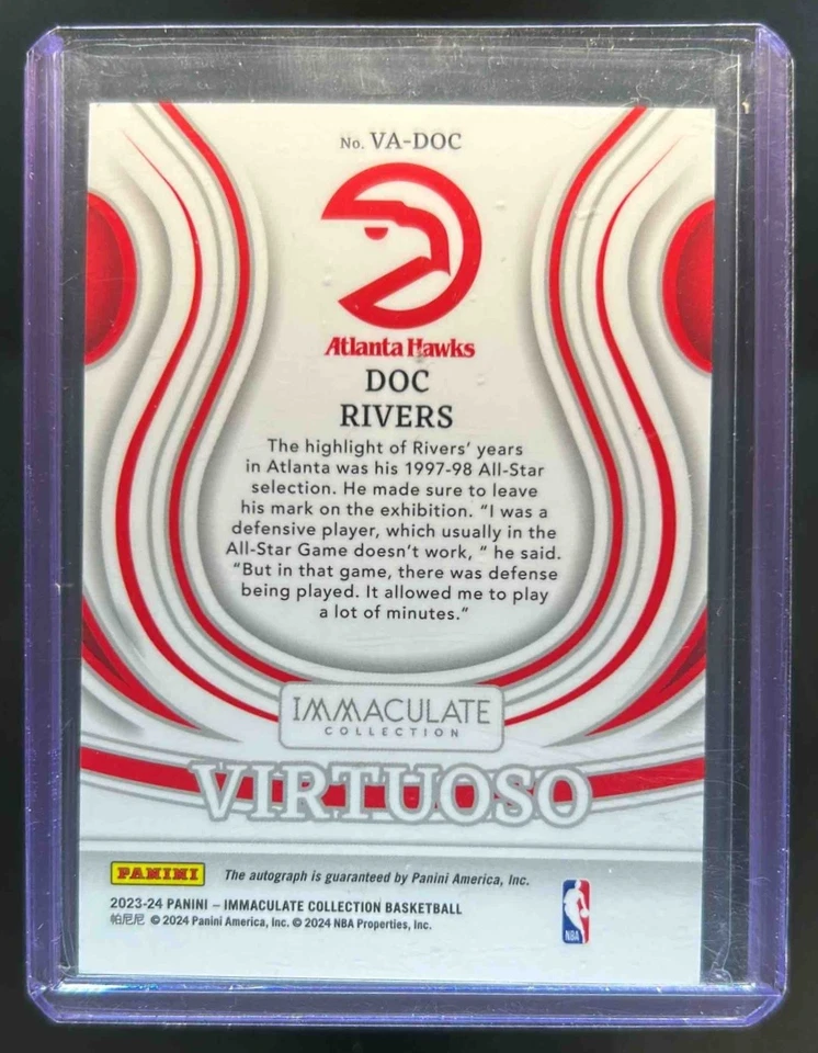 2023-24 Immaculate Doc Rivers Virtuoso Auto #/99 Hawks - Image 2 of 2