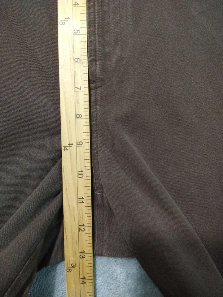 Pantalones Ralph Lauren para mujer 12 marrón chino pierna recta frente plano tiro alto sarga Foto 4 de 4