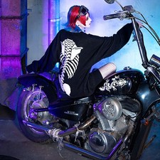 LISTEN FLAVOR Bony Skeleton Knit Sweater Purple