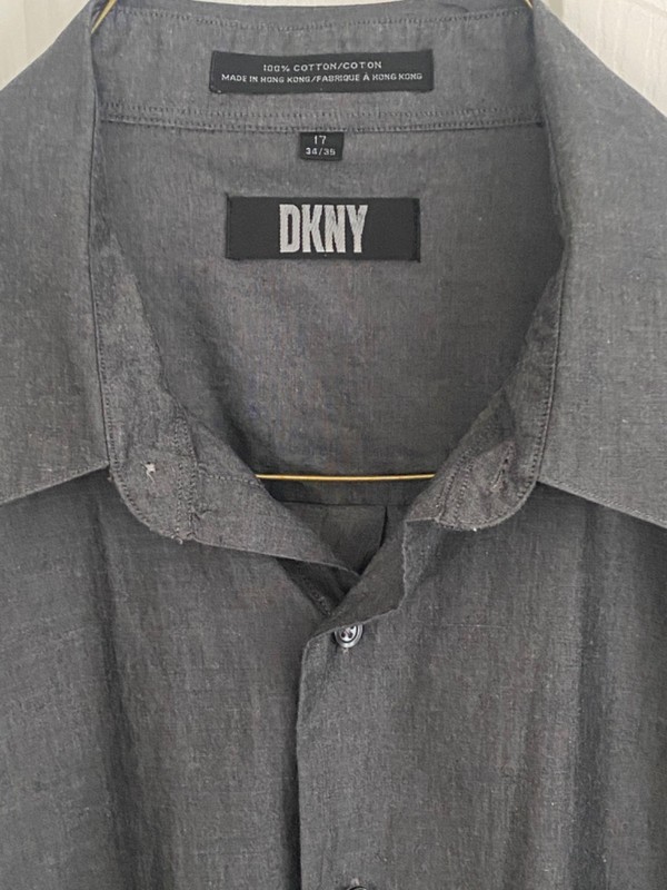 Men's*DKNY Dress SHIRT*Charcoal Gray*100%Cotton*17 34/35
