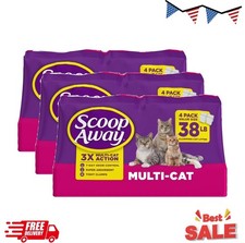  3 pack Scoop Away Multi Cat Litter With Meadow Fresh Scent, 38 lb. Box