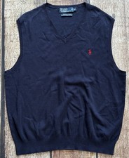 VINTAGE POLO RALPH LAUREN PIMA V-NECK SWEATER VEST BLUE MENS XL EXCELLENT