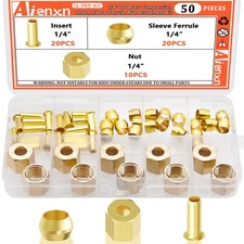 50PCS 1/4" Brass Compression Fittings 1/4" (50PCS) Compression Fittings Kit