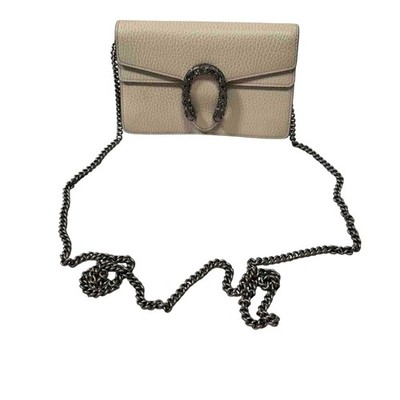 Gucci Dionysus Super Mini White Leather Crossbody Bag - Horseshoe Closure