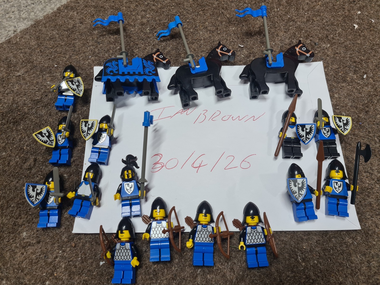 Lego Classic Castle Minifigures x6 Black Falcon Knights, accessories. 1980s