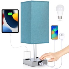 Bedside Lamp with USB Ports - Touch Control Table Lamp for Bedroom with USB C...