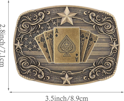 Western Belt Buckle for Men, Vintage Poker Cowboy Belt  display picture 2