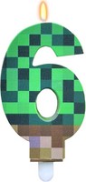 Geburtstagskerzen Zahlen 6 Pixelmotiv GrüN Videospiel 6. Geburtstag Kinder