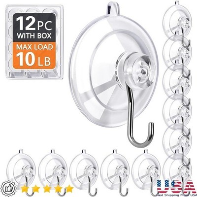 Clear Suction Cup Hooks Detachable Reusable Strong Stainless Steel Wall Mount US