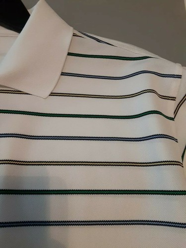 Polo de golf Fairway & Greene Tech para hombre mangas cortas grandes a rayas crema - Imagen 10 de 12