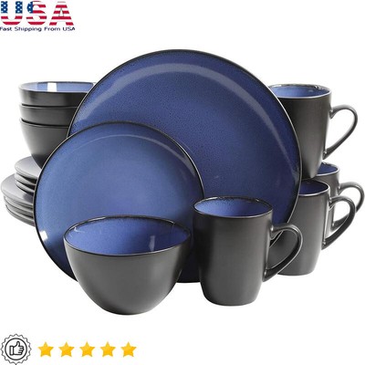 Reactive Glaze Stoneware Dinnerware Set Service 4 16 Pcs Set Family Dining Gift