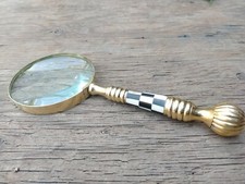 Antique Brass Mother of Pearl Magnifying Glass Map Reading Magnifier Glass