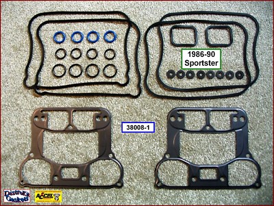 Full Rocker Box Gasket Kit, Steel base gaskets, 1986-90 Sportster, ref. 17030-89