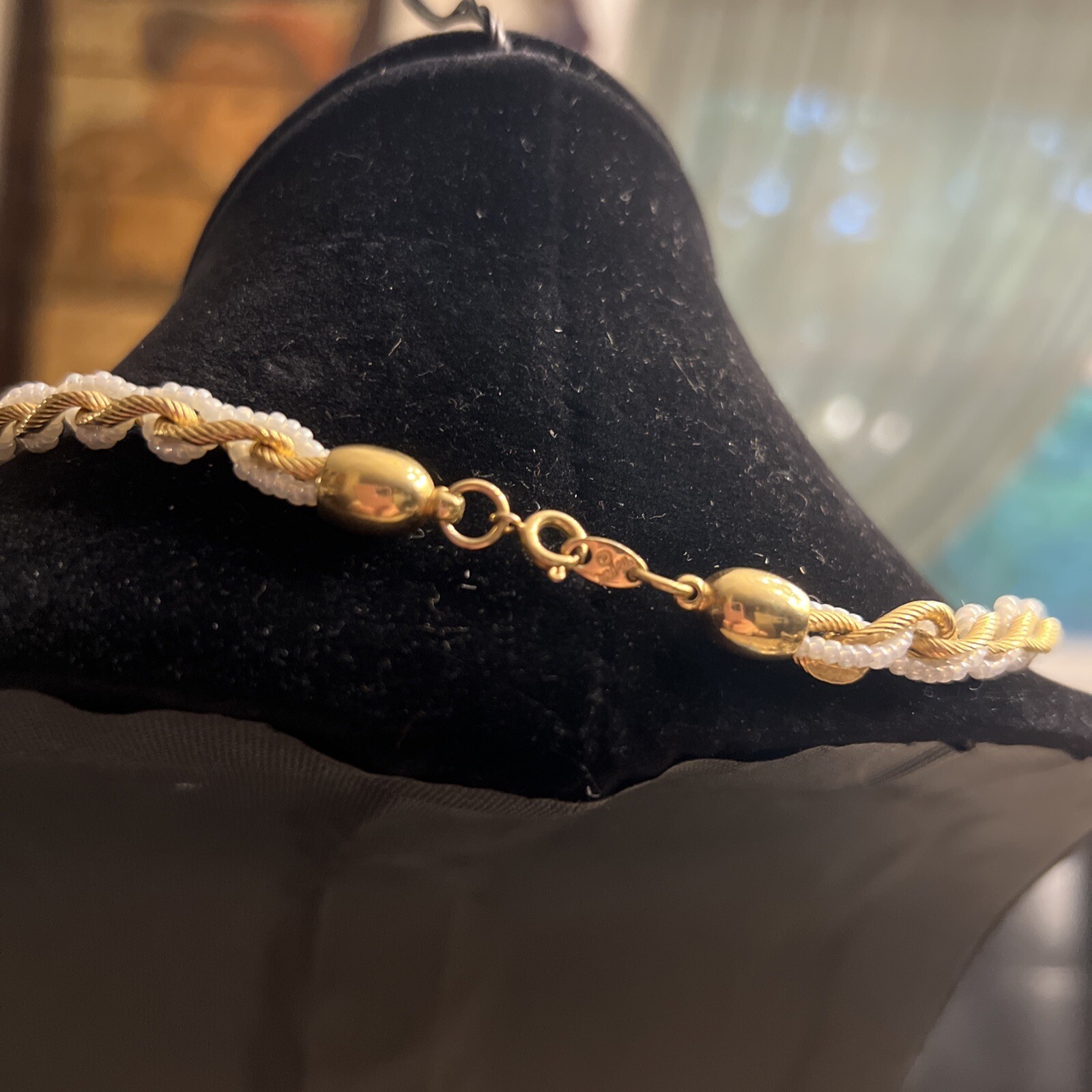 Vintage ESTATE SALE Trifari Gold Faux Seed Pearl Rope… Gem
