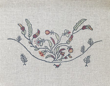 Needlepoint Canvas Hand Stitch Painted Unbranded Floral Blue Leaves 14 Count