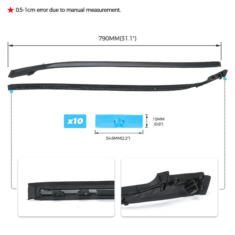 For Lexus IS250 IS350 2006-2013 PAIR RH+LH Windshield Trim Moulding w/ Clips Kit - Изображение 3 из 4