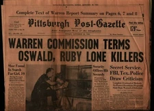 Pittsburgh Post-Gazette Mon Sept 28, 1964 JFK Jack Ruby, Lee Oswald 110121WEEM