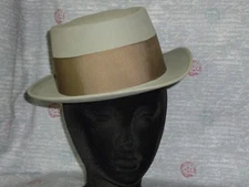 Antique Royal Stetson  Porkpie Hat Vintage John B STETSON Gray Stage Photo Prop