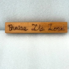 Sign Rustic Wooden Copper Wire Wording Praise the Lord Inspirational Decor Faith