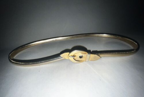 1970s Anne Klein Snake Chain Metal Stretch Belt with faux Buckle - Picture 3 of 5