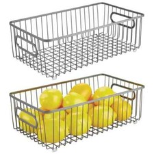 mDesign Farmhouse Kitchen, Storage Basket w/Handles 14.75x8.25x4.5 2/Pk NEW
