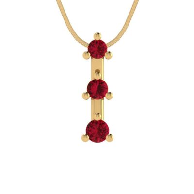 0,22 ct Rubin - Alltagsanhänger mit 18'' Kette massiv 14K/18K Gold - Geschenkideen