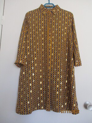 ROBE CHEMISIER TS LILI ET LALA JAUNE MOUTARDE IMPRIME EXCELLENT