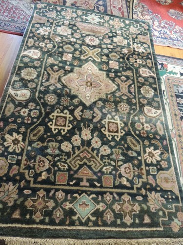 3x5 AGRA Jaipur Oriental Area Rug wool Green Rust Brown Geometric - Picture 8 of 10