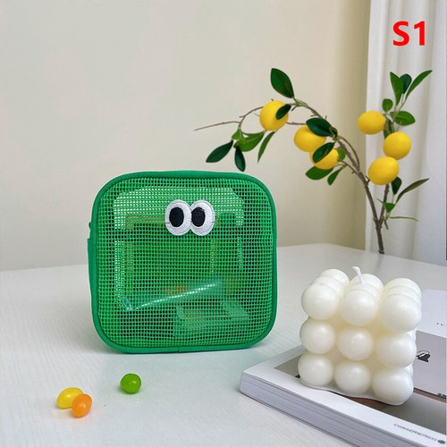New Candy Color Mesh Cosmetic Bag Cute Big Eyes Make Up Case Kawaii Makeup Pouch - Photo 16/20