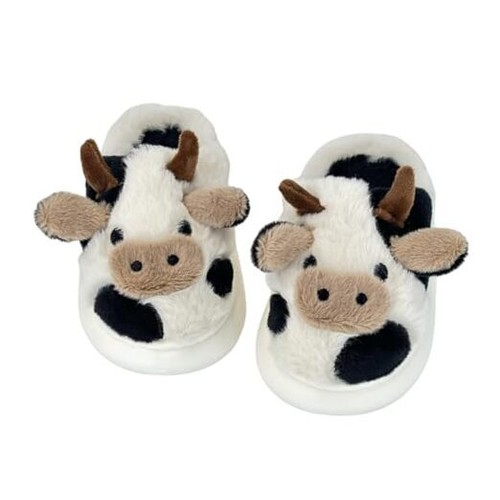 Girls Boys Slippers for Toddler Kids, Cute Fuzzy Cartoon 8.5-9 Toddler Cow
