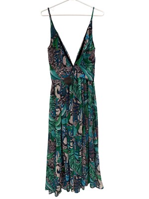 Hot Miami Styles Luxxel Tropical Maxi Dress Womens M Snake Leaf Summer  Party NEW | eBay