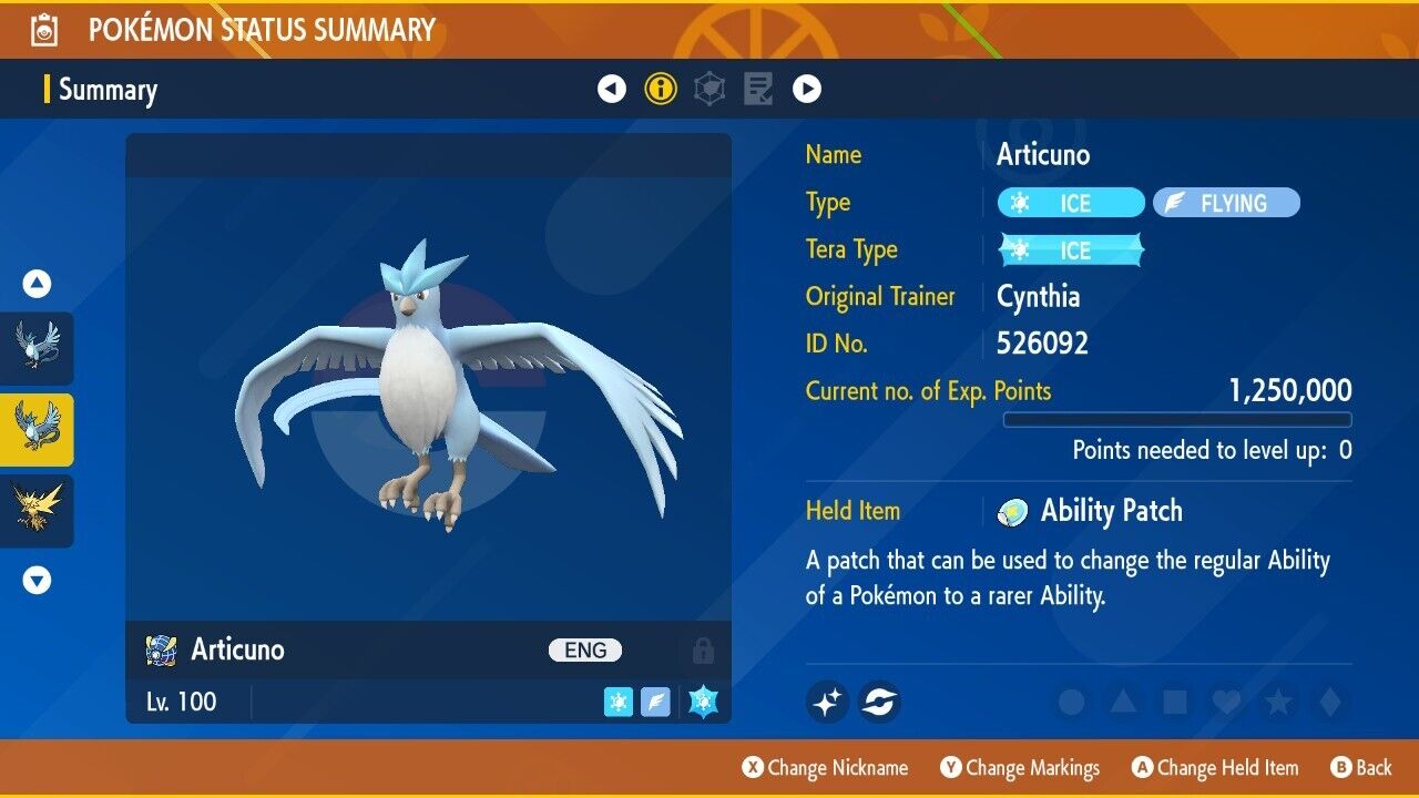 Pokémon Scarlet and Violet ✨SHINY✨ Articuno W/ Best 6IV +