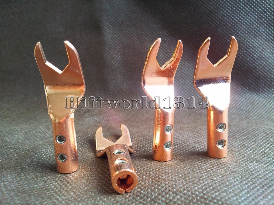 4x Audiophile HIFI Rojo Cobre Altavoz Cable Pala Terminal Conector Enchufe Foto 3 de 3