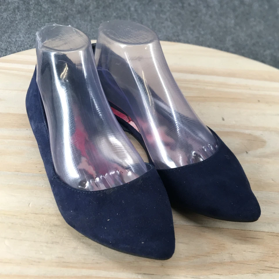 Madden 女孩鞋女式 8M Eezy 休闲一脚蹬尖头 Dorsay 平底鞋蓝色面料 — 第 3/4 张图片