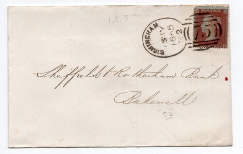 13th May 1855 envelope sent to Bakewell from Birmingham, Franked by a penny red