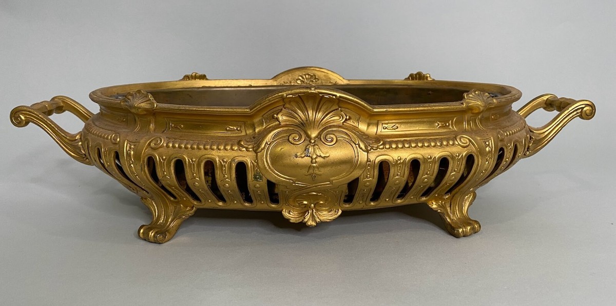 French 1800s Bronze Jardiniere Planter with Removable Oval Insert