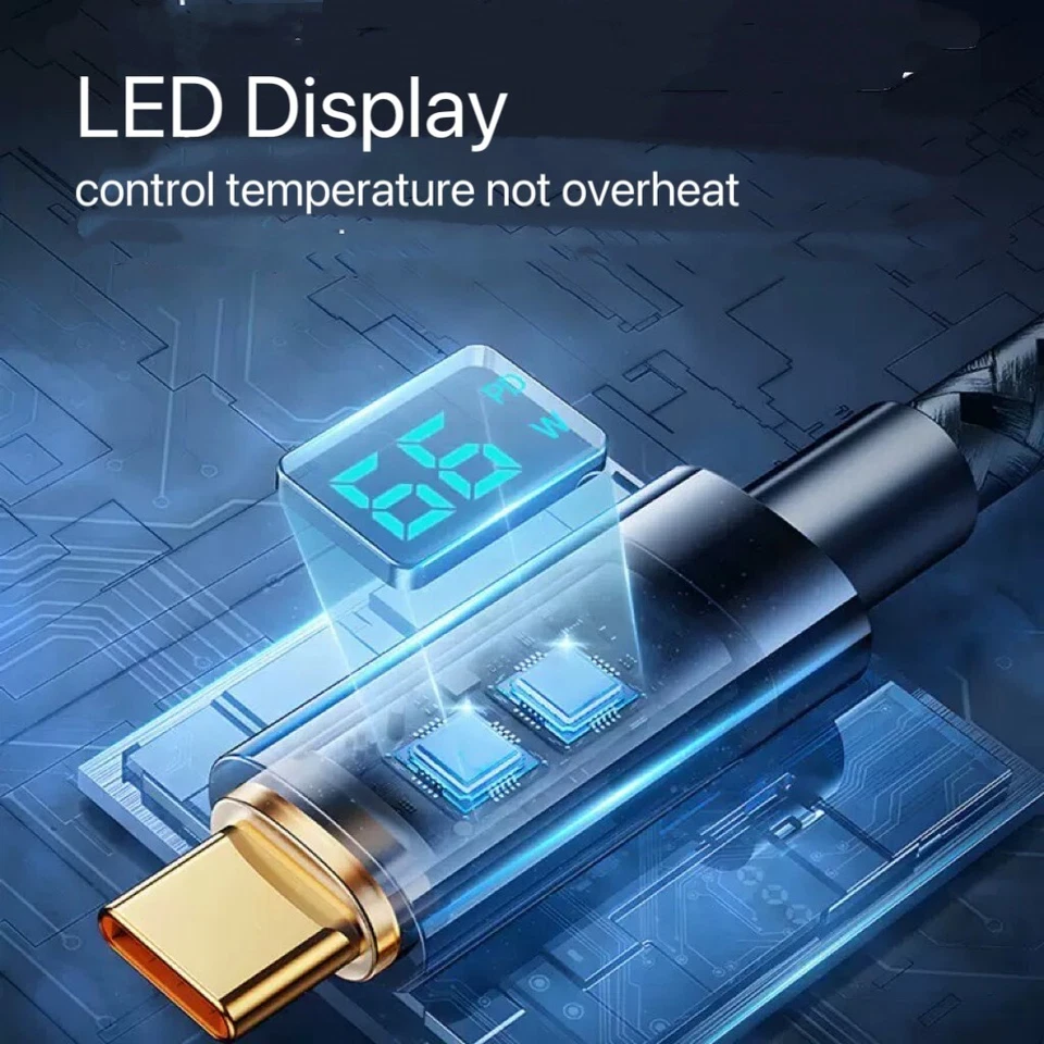 USB C to USB C Cable 100W PD Fast Charging Cord Type-C Charger with LED Display - Image 2 of 4